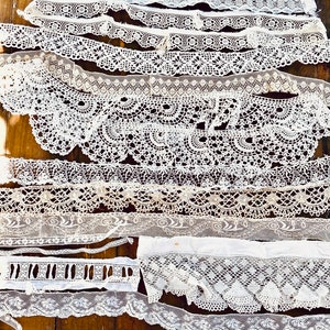 Vintage Spitzenband. vintage Spitzenbesatz aus der Mitte/Anfang des 20.Jh., Mystery Pack, 6 Stück, 30cm Durchmesser, zur Herstellung von Puppen, Junk Journal Accessoires