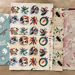 Retro Geschenkpapier. Ephemera Lot. Weihnachtliches Vintage Geschenkpapier für Geschenke. 7 Stück. Weihnachtspapier antik.