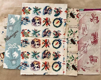 Retro Geschenkpapier. Ephemera Lot. Weihnachtliches Vintage Geschenkpapier für Geschenke. 7 Stück. Weihnachtspapier antik.