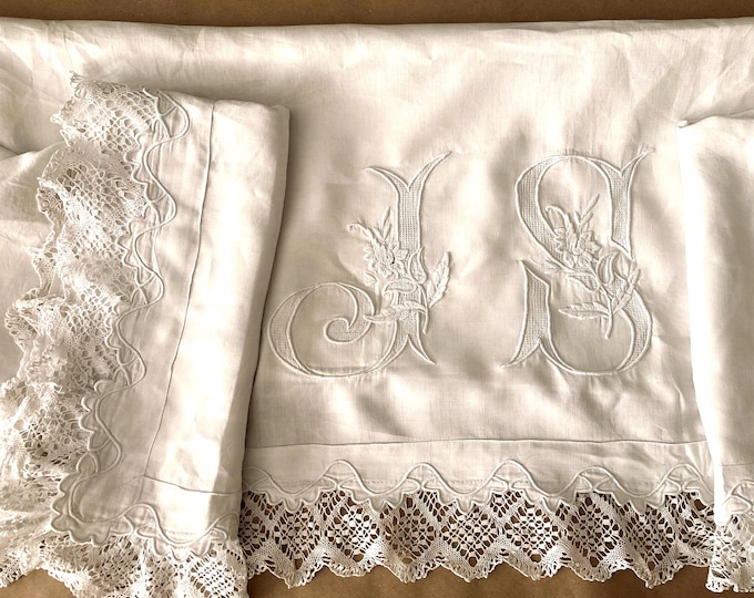 Vintage Bedding. King Size Antique Linen Cover Sheet. Handmade ...