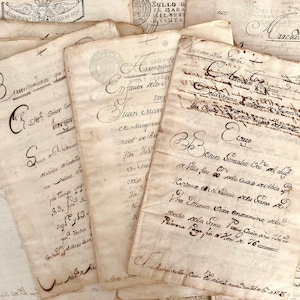 Antike Kalligraphie-Notardokumente des 18.Jahrhunderts - Handgeschriebene Manuskriptakte auf beiden Seiten - Einzigartige Ephemera-Ledgers.