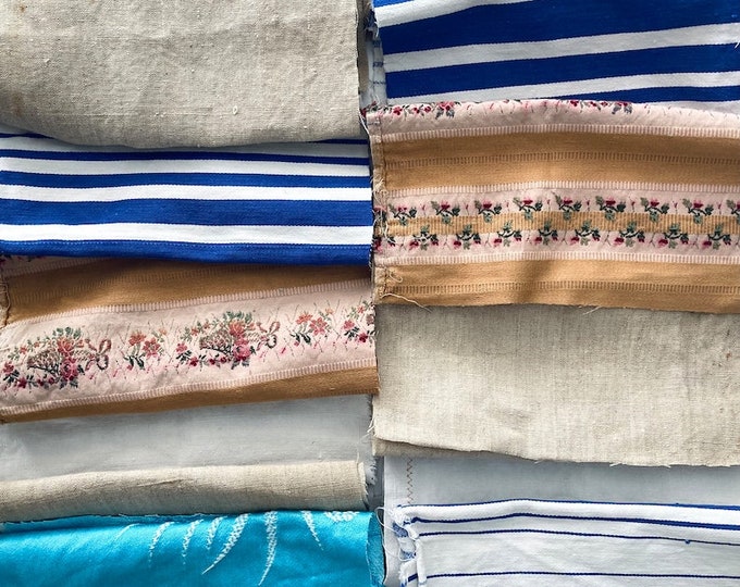 grand coussin en tissus anciens, toiles 19 ème