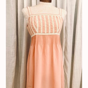 Vintage pink Slip Nightdress with Delicate Lacework. Antique cotton/silk Maxi Dress slip. 1930s/40s Nightgown. Antique Lingerie Sleepwear