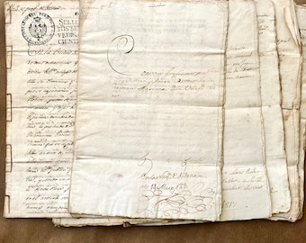 Antiker notarieller Manuskriptakt. handgeschriebenes Dokument. altes Kalligraphie-Notarpapier. 19. Jahrhundert beidseitig beschrieben. antike Ephemera.