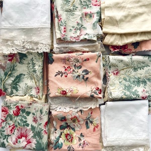 pièces vintage françaises en coton, lin et soie pour l'artisanat. Chutes de textile récupérées. Tissu ancien pour journal indésirable, couture lente image 9