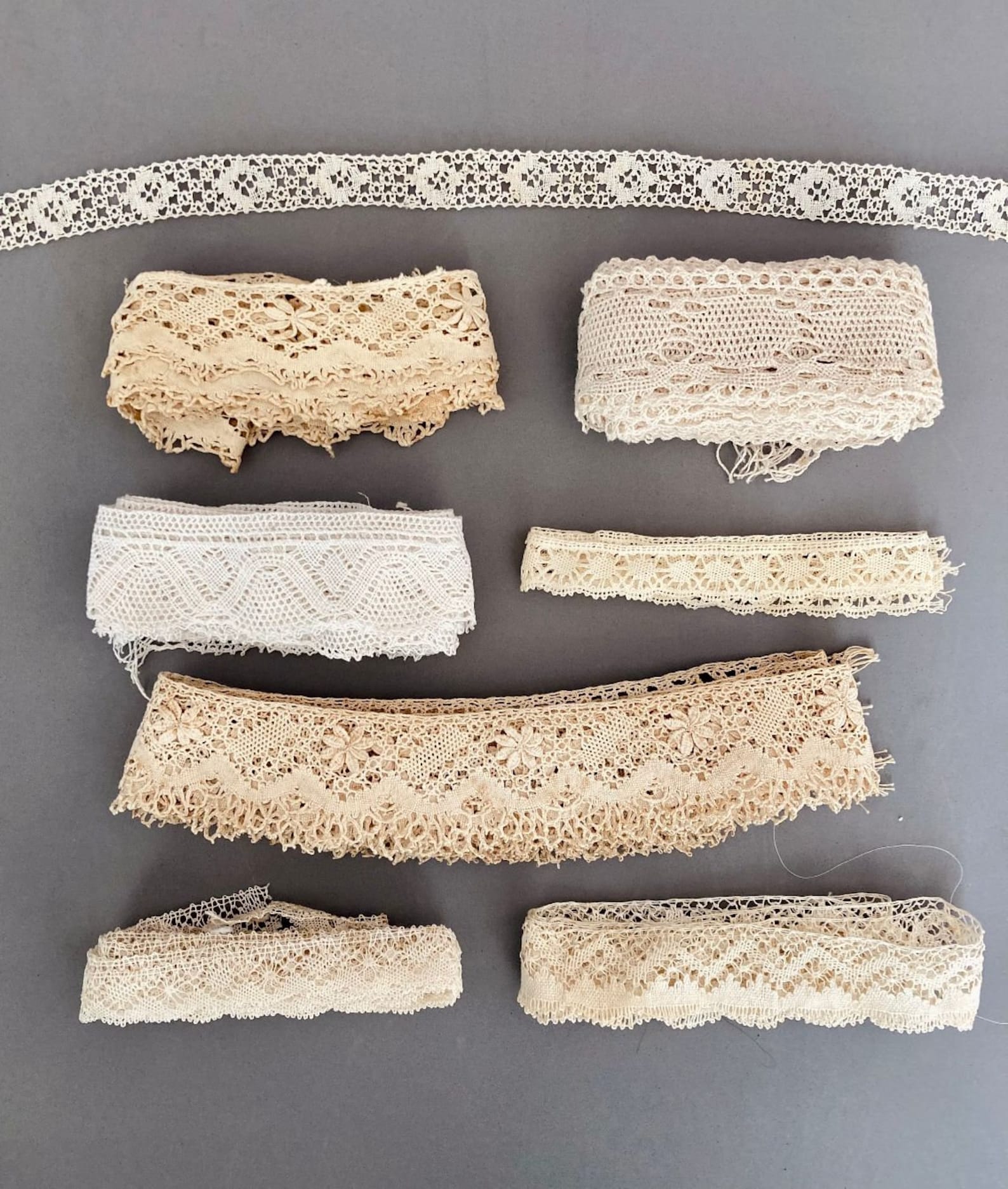 Antique Bobbin Lace Set. Handmade Bobbin Lace Pack for Junk Journal ...
