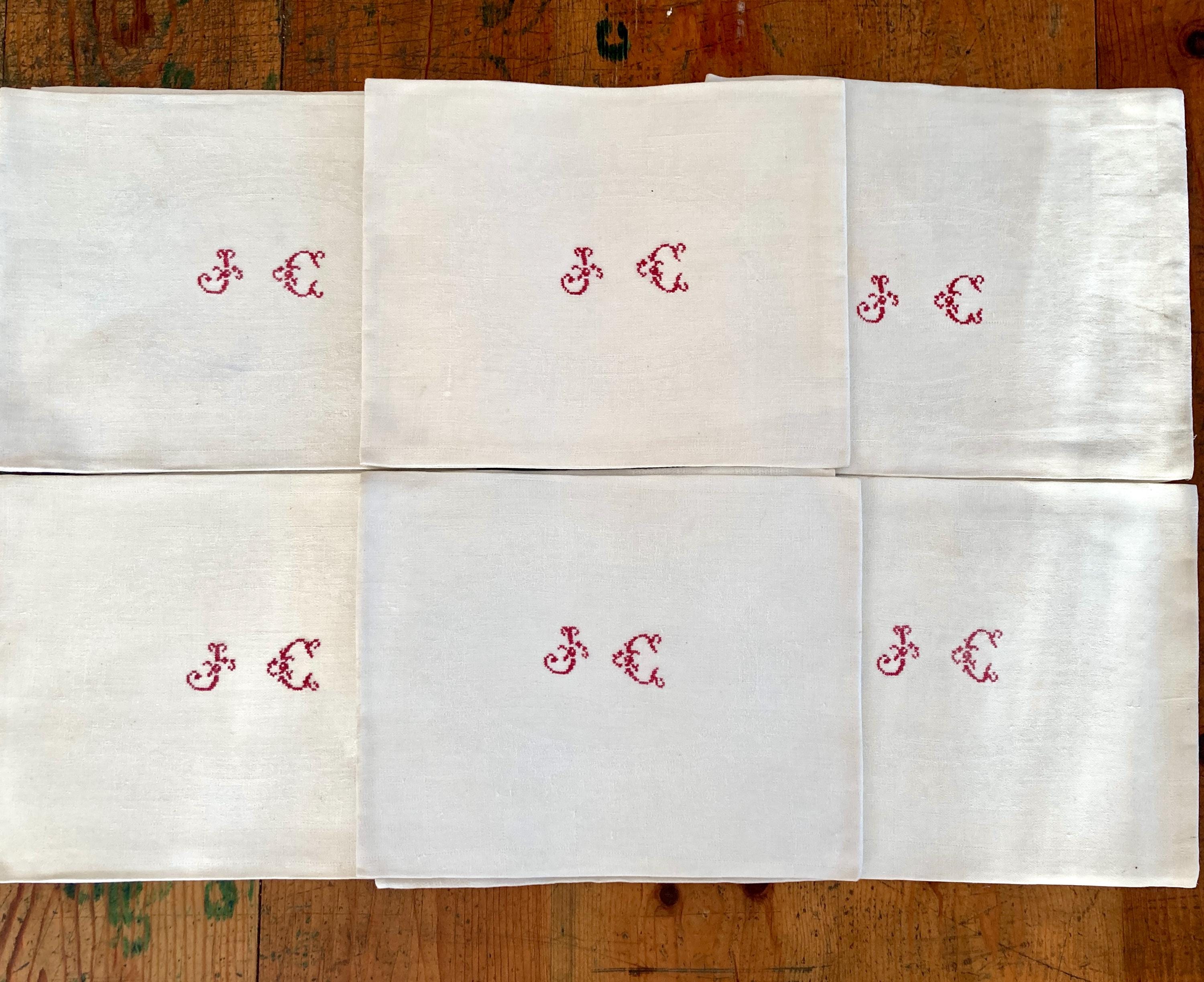 Antique French Monogram Napkins - Etsy