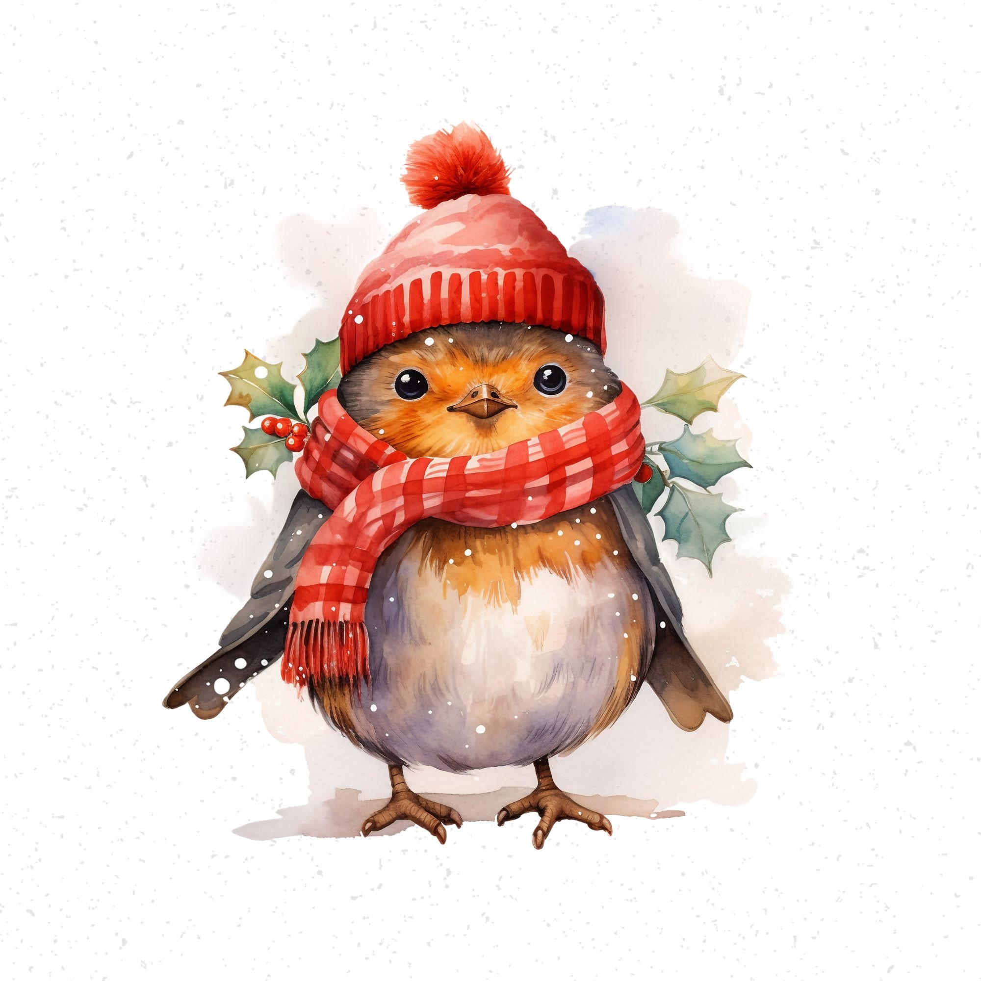 Christmas Robin Clipart, Watercolor Robin, Bird PNG, Red Robin, Winter ...