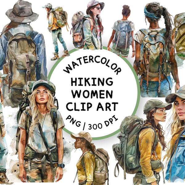 Hiking Woman Clipart, Camping Clipart, Woman Hiking PNG