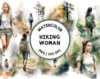 Hiking Woman Clipart, Camping Clipart, Woman Hiking PNG