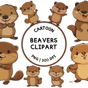 Clipart de castor, criaturas da floresta PNG, castores fofos PNG, animais da floresta, clipart de castor dos desenhos animados