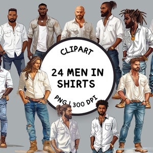 Homens em camisas clipart, clipart masculino, homem PNG