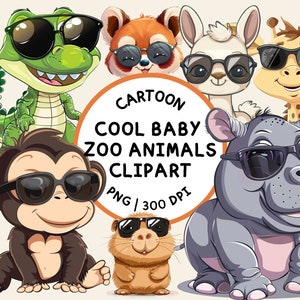 Lindo bebé animales del zoológico Clipart, animales del zoológico fresco PNG, lindos animales del zoológico PNG, animales del zoológico, imágenes prediseñadas de dibujos animados