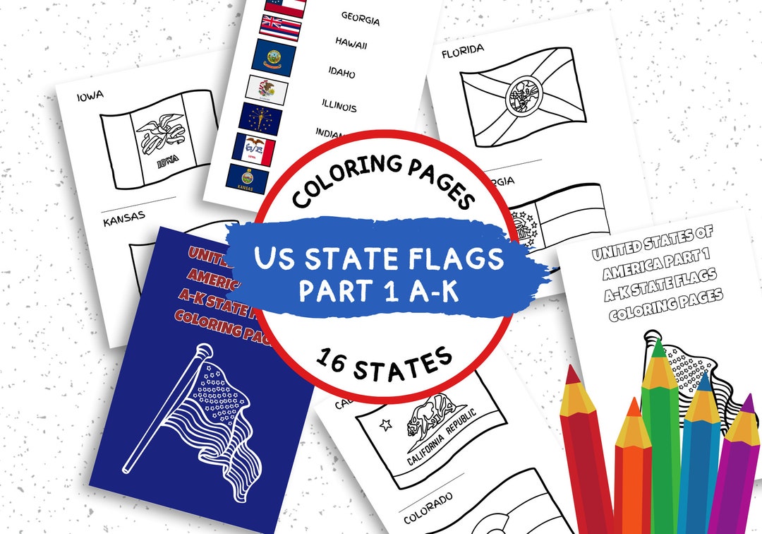 United States of America Part 1, A-K State Flags Coloring Pages, Flag ...