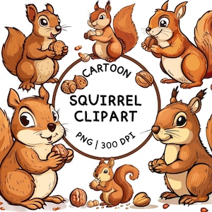 Clipart écureuil, créatures des bois PNG, écureuils mignons PNG, animaux de la forêt, clipart écureuil de dessin animé
