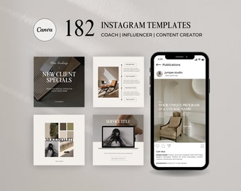 Juniper Instagram Template to enable you to create aesthetic engaging Post and Story for life coach, business, influencer, content creator