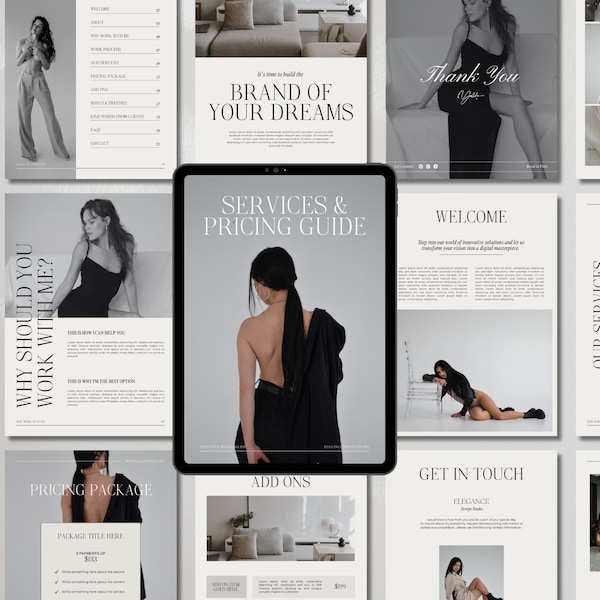 Modern and Luxury Services and Pricing Guide Template, Client Brochure Package, Price List for Coach, Photography, Small Business, Wedding