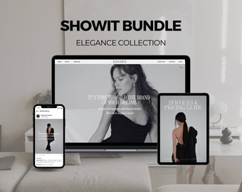 Elegance Bundle offer, Showit Website Templates for Coaches, Small Businesses, Matching Pricing Guide, Client Book, Instagram Templates