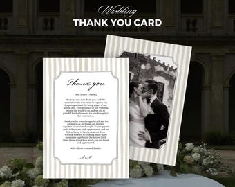 Wedding Thank You Card Template, Photo Thank You Card Wedding, Watercolor Wedding Photo Thank You Card, Watercolor Thank You Wedding Card