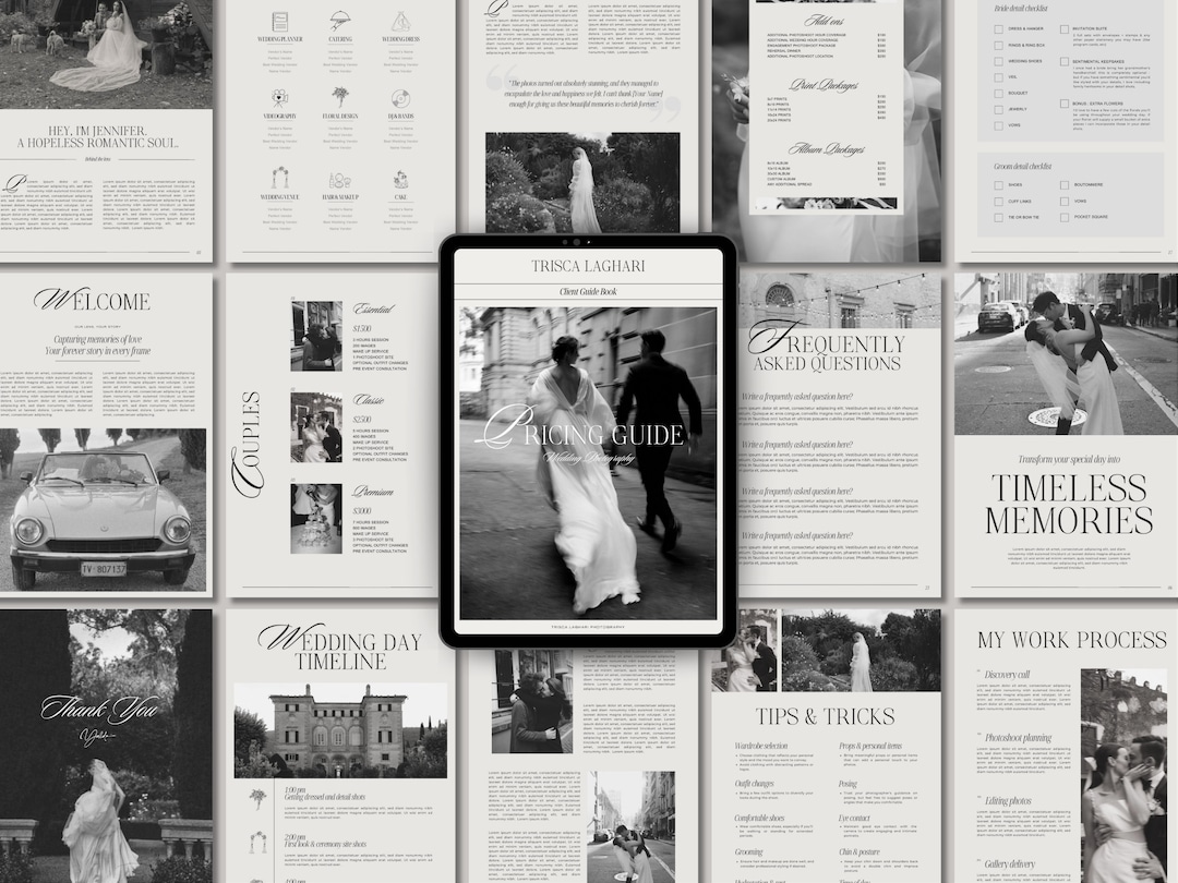 Photographer Pricing Guide, Wedding Photography Client Welcome Packet ...