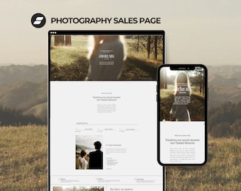 Showit landing page affordable template for wedding photographer, one page website, sales page template, wedding photography website