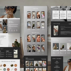 May include: A website screenshot showcasing a portfolio for a photographer specializing in user-generated content (UGC) photography. The website features a case study, testimonials, rates and packages, and a description of how the photographer works. The website also includes a grid of images showcasing the photographer's work.