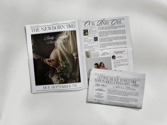 Baby Newspaper Announcement, Baby Is Coming Newspaper, Pregnancy Newspaper, Baby Shower Newspaper, Custom Newspaper Baby Announcement