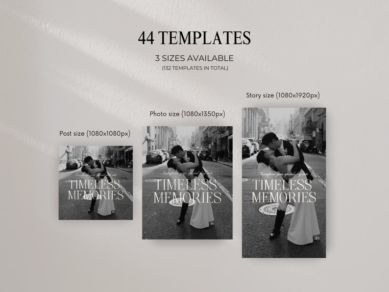 Instagram Social Media Bundle, Wedding Photographer and Small Business, Black White Photography Elegant Templates, Aesthetic Posts & Stories image 4