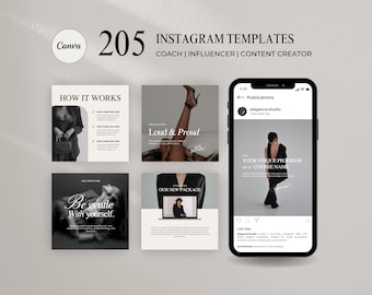 Instagram Social Media Bundle to Elevate Your Small Business Coaching Brand with Elegant Templates for Creating Aesthetic Posts and Stories