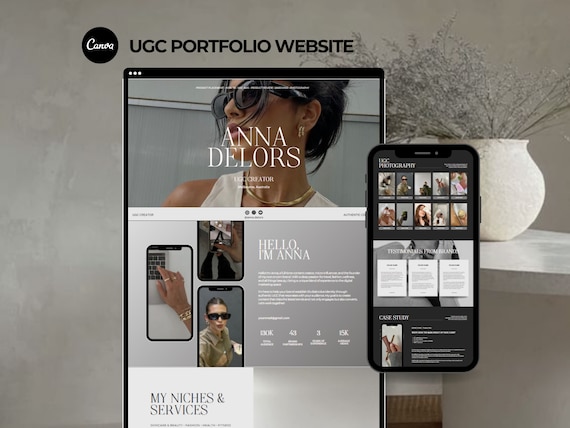 UGC Website Template, Ugc Portfolio Template, Ugc Canva Template, Ugc Website Canva, Canva Website Template for Ugc Creator, Ugc Template