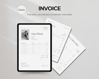 Invoice Templates Canva, Customizable Invoice Templates, Downloadable Invoice, Minimalist Invoice for Freelance, Digital & Printable Invoice