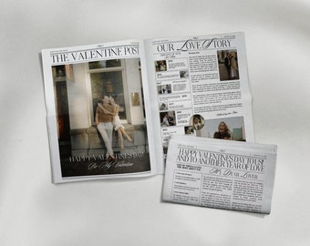 Valentine’s Day Newspaper Template Canva, Cute Valentine’s Day Gift for Boyfriend, Personalized Valentine’s Day Gift For Him, Valentines Day