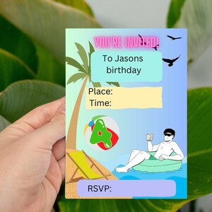 Kids birthday party summer pool template