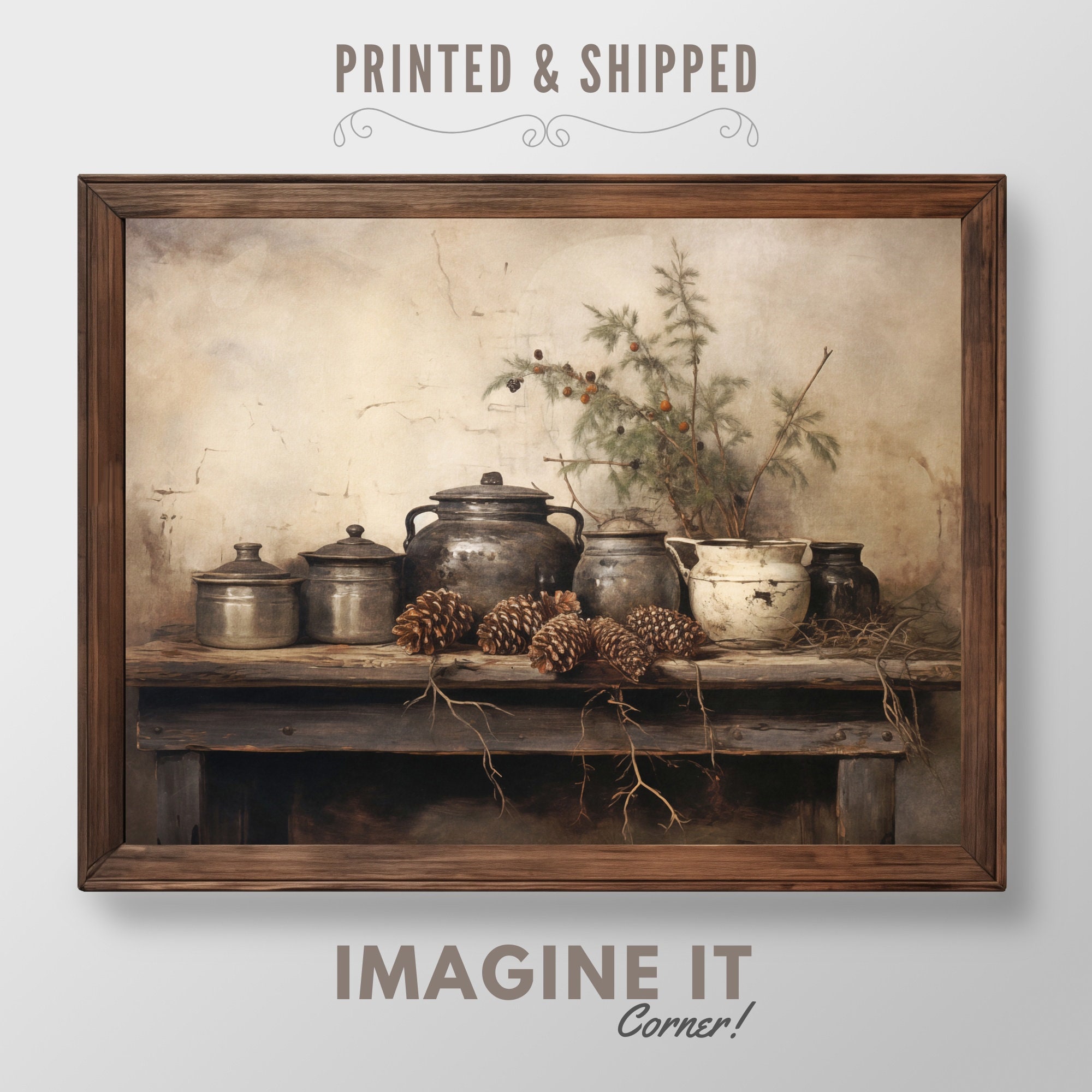 Rustic Still Life Wall Art Print Vintage Kitchen Still Life Artwork