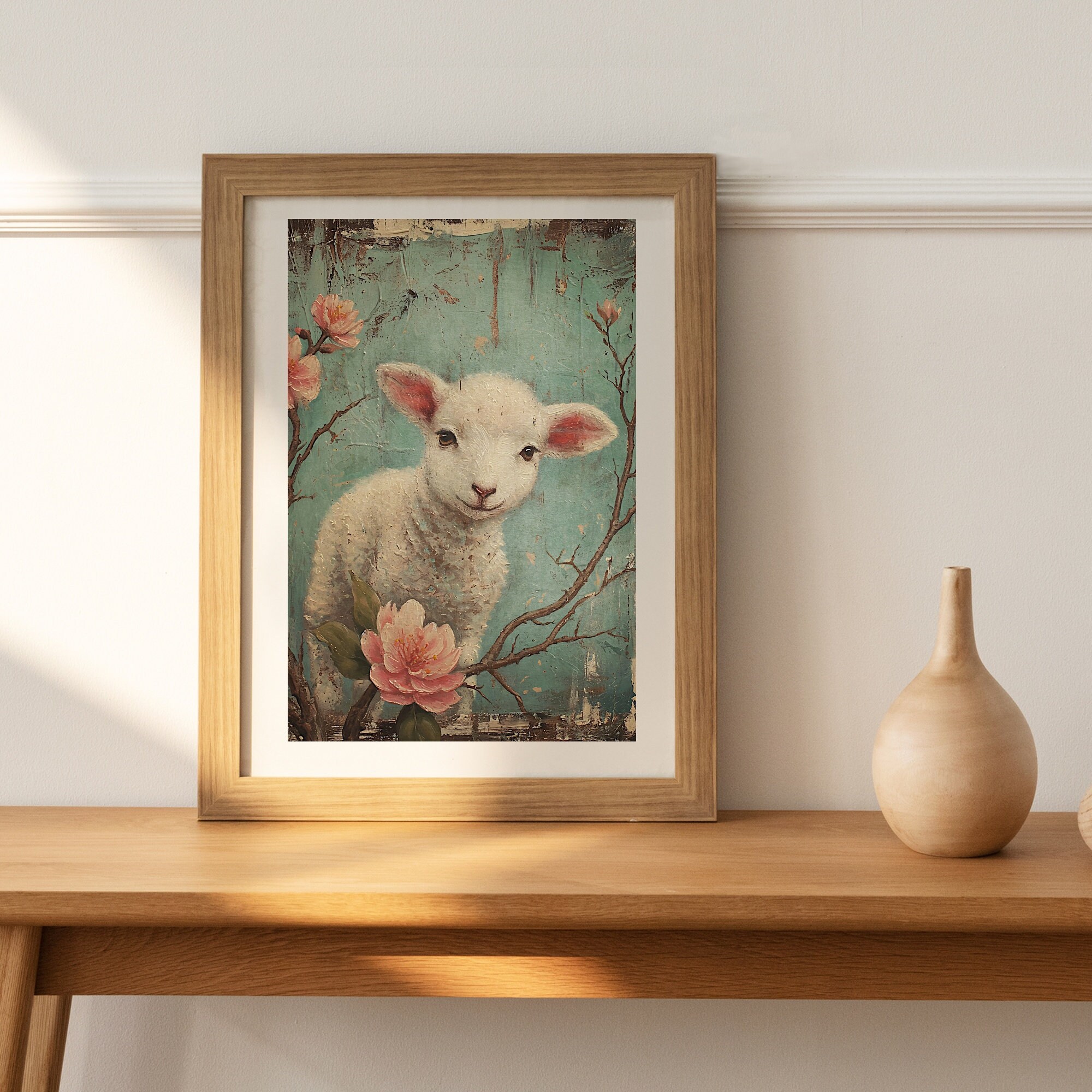 Easter Lamb Wall Art Print Vintage Classy Spring Artwork Easter ...