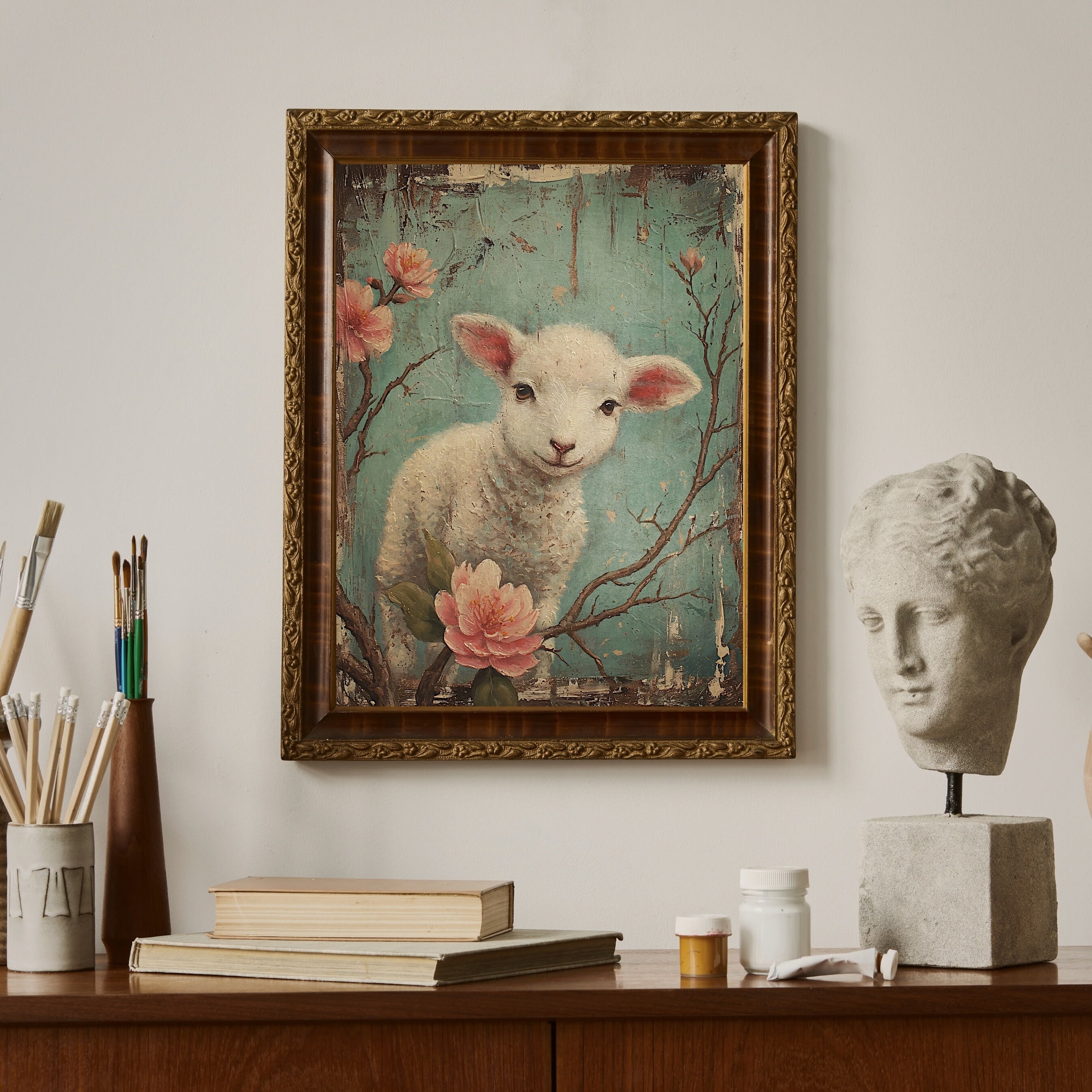 Easter Lamb Wall Art Print Vintage Classy Spring Artwork Easter ...
