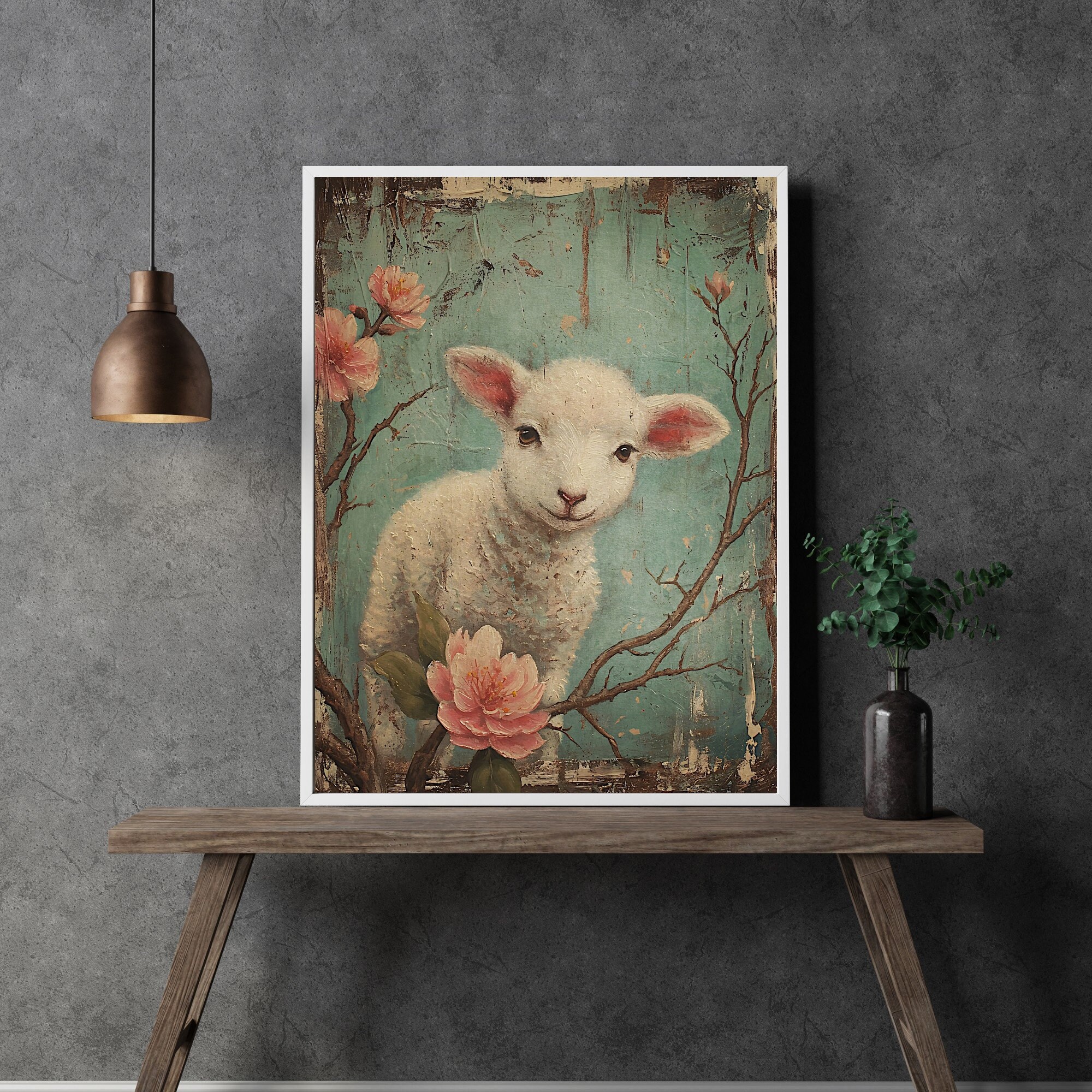 Easter Lamb Wall Art Print Vintage Classy Spring Artwork Easter ...
