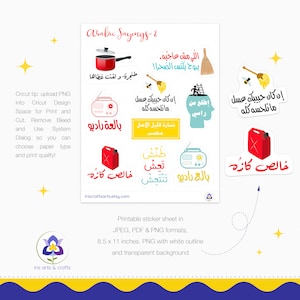 Adesivos árabes para impressão PNG, download instantâneo de planejador engraçado, Bullet Journal, arquivo decorativo de álbum de recortes Cricut Cut, falador, IDGAF