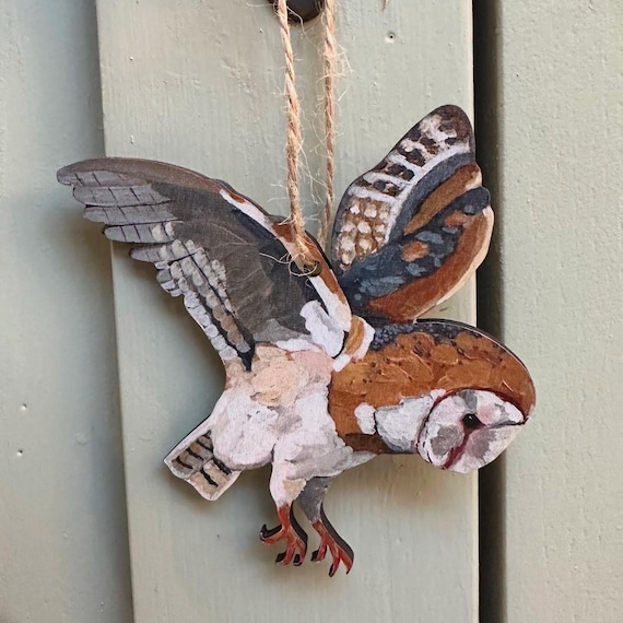 Barn Owl Decoration, Eco-Friendly Wooden Bird Ornament, Perfect Gift For Nature Lovers