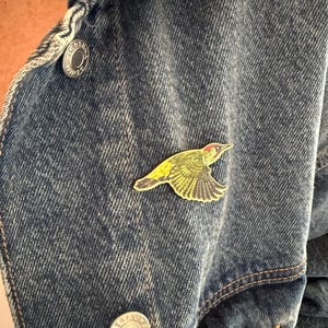 Wooden Green Woodpecker Pin Badge - Bird Brooch, Woodland Bird, Birdwatching, Teen Gift, Animal Pin Badge, Lincs wildlife trust donation