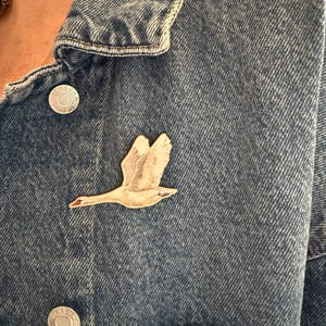 Swan Pin Badge: Wood Bird Brooch, Wildlife Trust Donation
