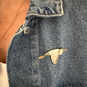 Wooden Little Egret Pin Badge: Birder Gift, Lincs Wildlife Trust Donation