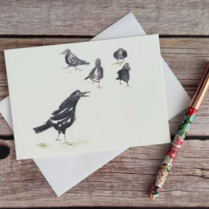 Cartão de felicitações em branco "Parlamento dos Corvos" - Cartão de pássaro de jardim, Cartão de aniversário de pássaro, Cartão de aniversário, Cartão de agradecimento