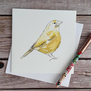 Greenfinch Watercolour Blank Greetings Card - Garden Bird Card, Bird Birthday Card, Anniversary Card, Thank You Card