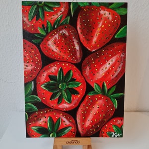 Acrylic Painting, Strawberries, Acrylmalerei, Erdbeeren