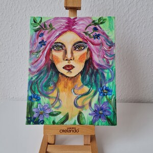 Acrylic painting, portrait, spring, woman, Acrylmalerei, Frühling, Frau image 7