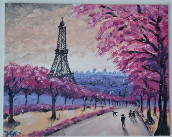 Acrylic Painting Spring in Paris, Frühling in Paris