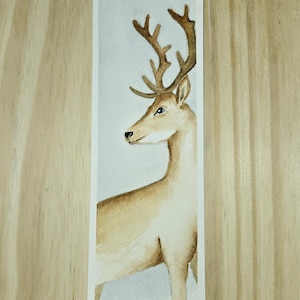 Handmade Watercolor Bookmark - Regal Deer | Handmade Original, Gift for Booklovers