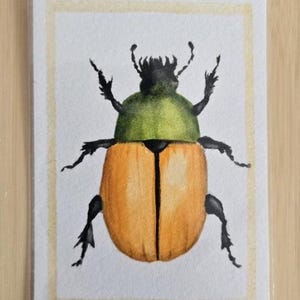 ACEO Original Watercolor Art, &quot;Japanese Beetle&quot;  ACEO 002 BUG Series