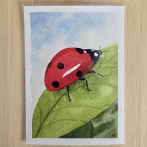 ACEO Original Watercolor Art, &quot;Ladybug Crawl&quot;  ACEO 001 Bug Series